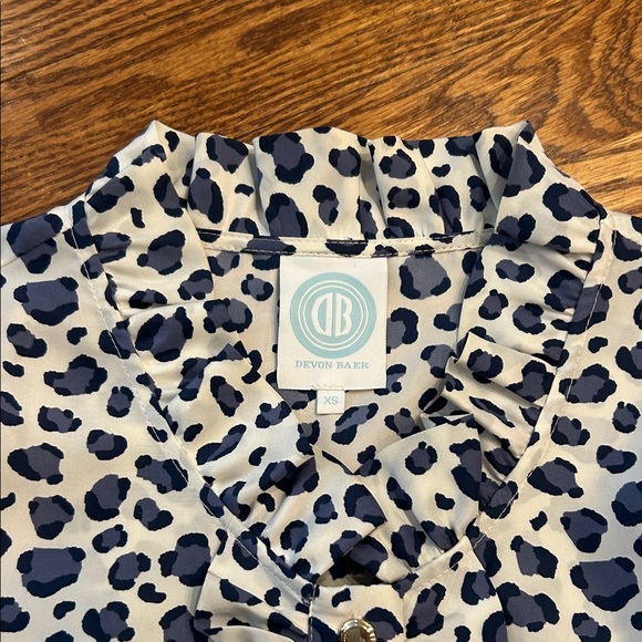 Devon Baer Navy and Leopard Print Tops - Picture 5 of 12